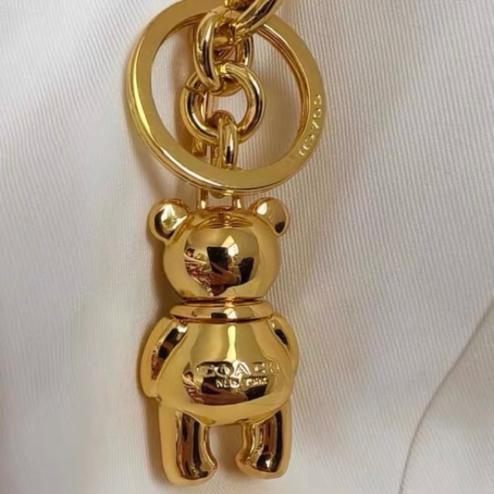 Coach 3D Gold Bear Keychain